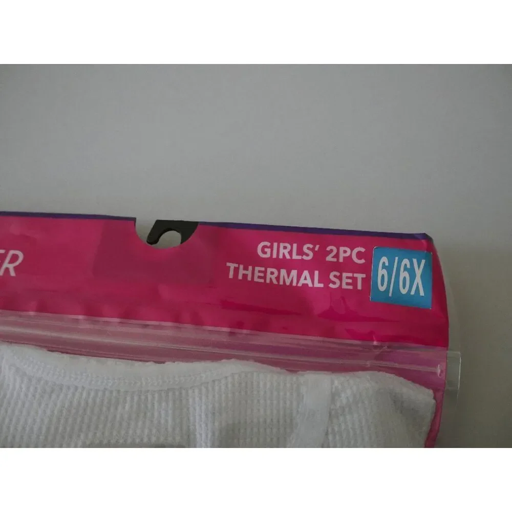 GO UNDER Girls 2PC Thermal Set WHITE Base Layer Ultra-Soft Size S 6/7